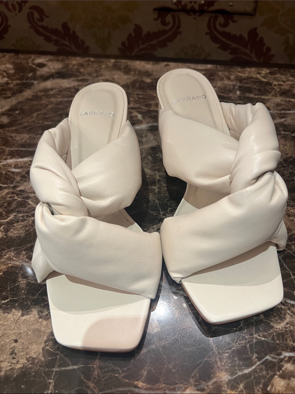White Knotted Slide Sandals